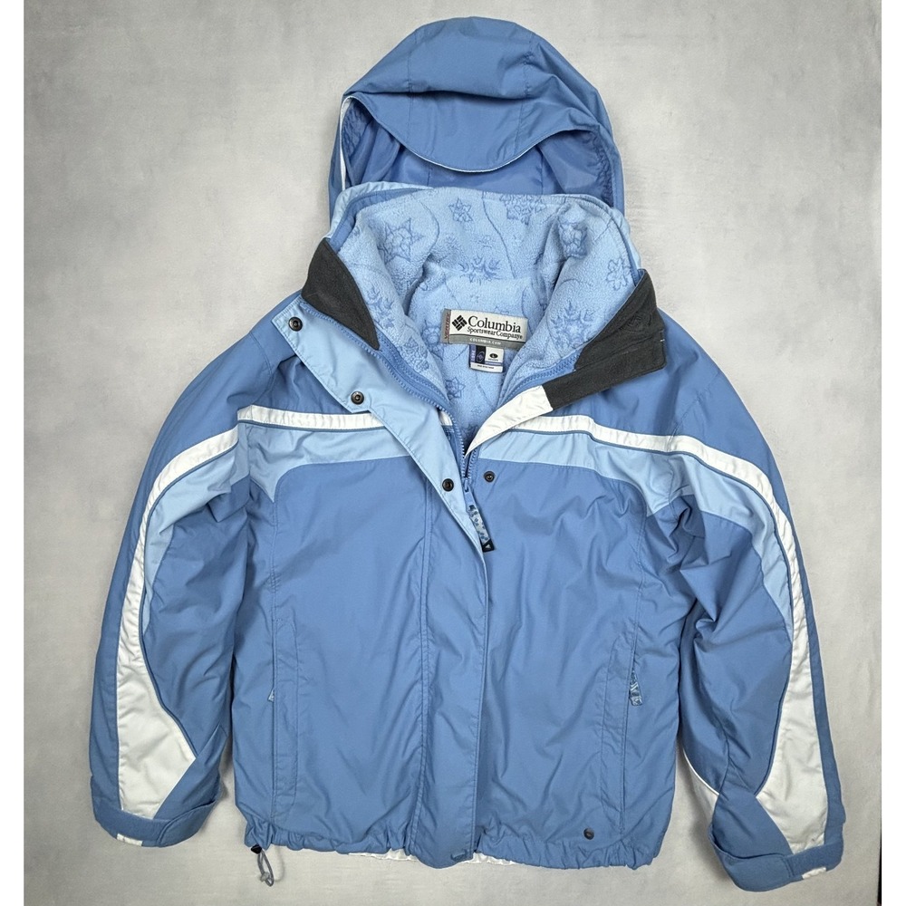 Columbia Vertex Jacket Womens Large Blue Snowflake Fleece Y2K